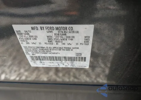 2015 Ford Explorer Xlt z USA, uszkodzony, nr VIN 1FM5K7D88FGC65270